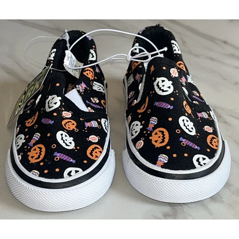 Tommy Bahama Toddler 8 Slip-On Shoes Pumpkins Halloween Glow in‎ the Dark Canvas